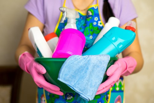 Pimlico Cleaners staff sorting recyclable materials for responsible waste management